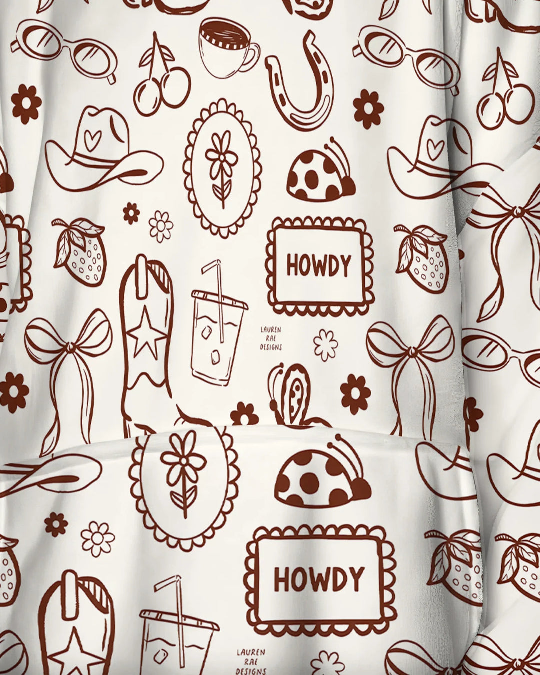 Doodle Wild West Cowgirl Wearable Bamboo Blanket Hoodie