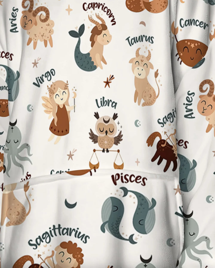 Cute Kids Horoscope Wearable Bamboo Blanket Hoodie