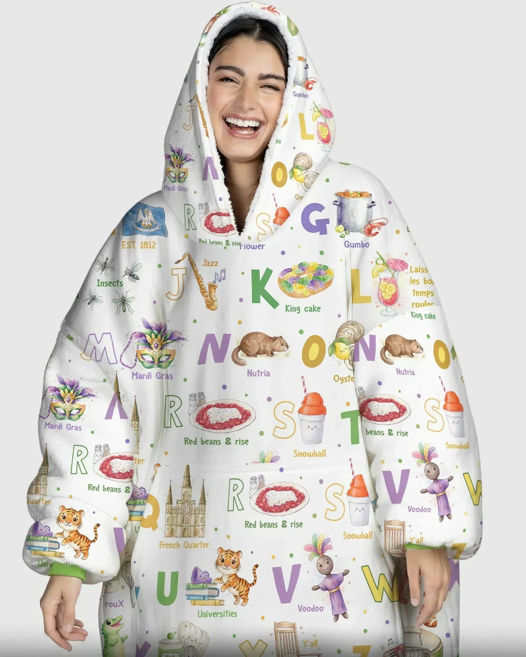 Alphabet of Lousiana Wearable Blanket Hoodie