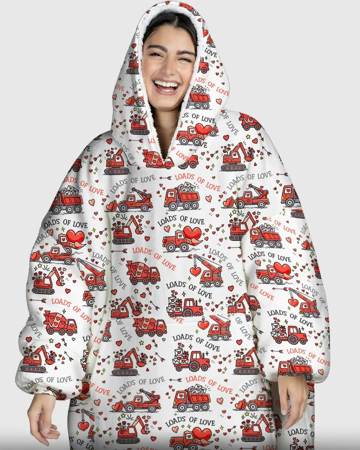 Construction Trucks Loads of Love Wearable Blanket Hoodie