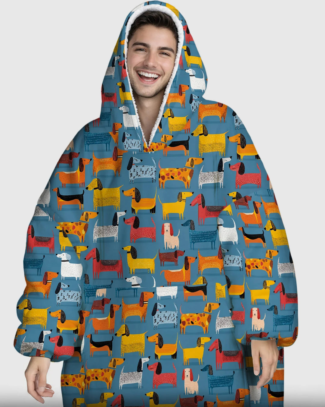 Whimsical Dachshund Wearable Bamboo Blanket Hoodie