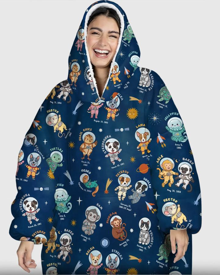 Animal Astronauts Bamboo Blanket Hoodie