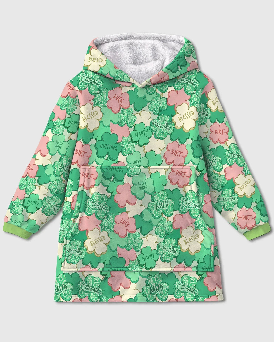 Lucky Vibes Shamrock  Wearable Blanket Hoodie