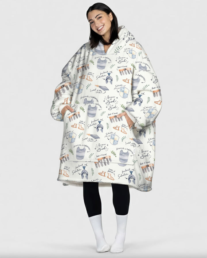 Ephesians 6:10-18 Armor of God Wearable Blanket Hoodie