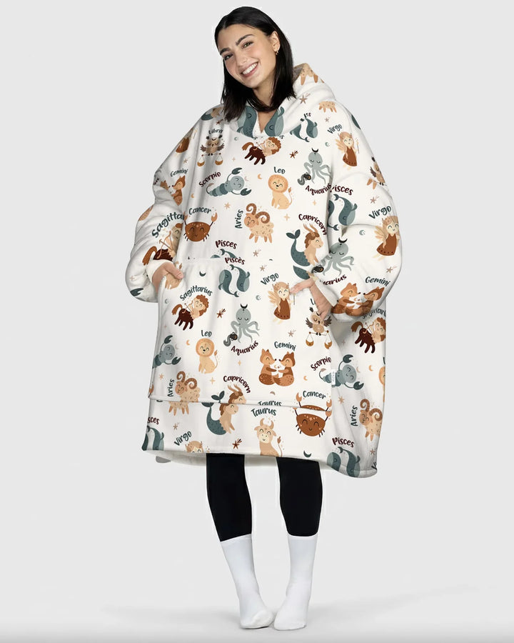 Cute Kids Horoscope Wearable Bamboo Blanket Hoodie