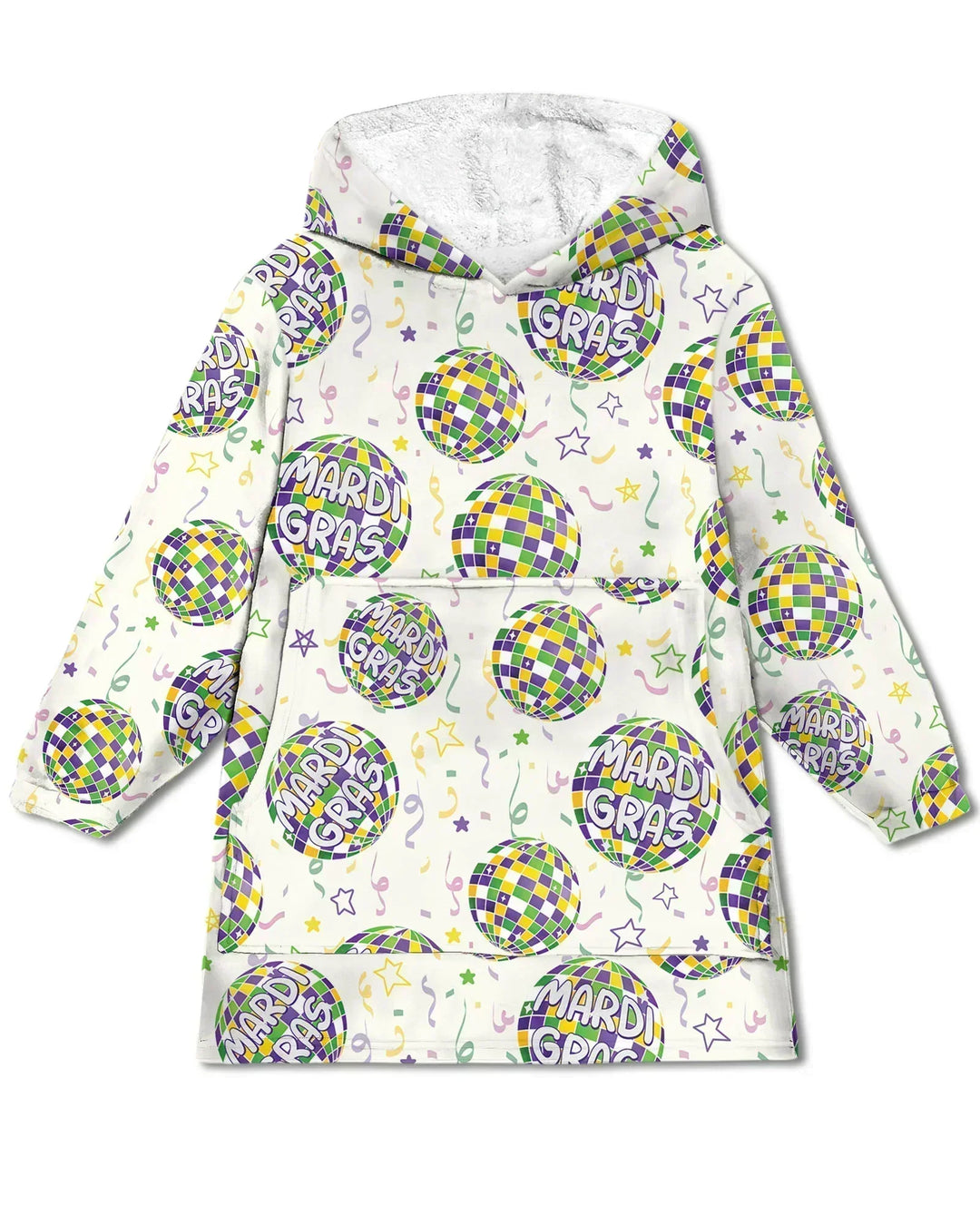 Mardi Gras Disco Ball Wearable Blanket Hoodie