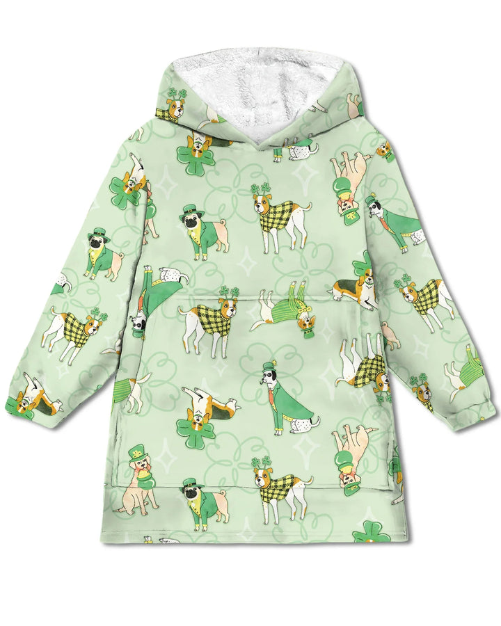 St. Patrick's Day Puppies Wearable Blanket Hoodie