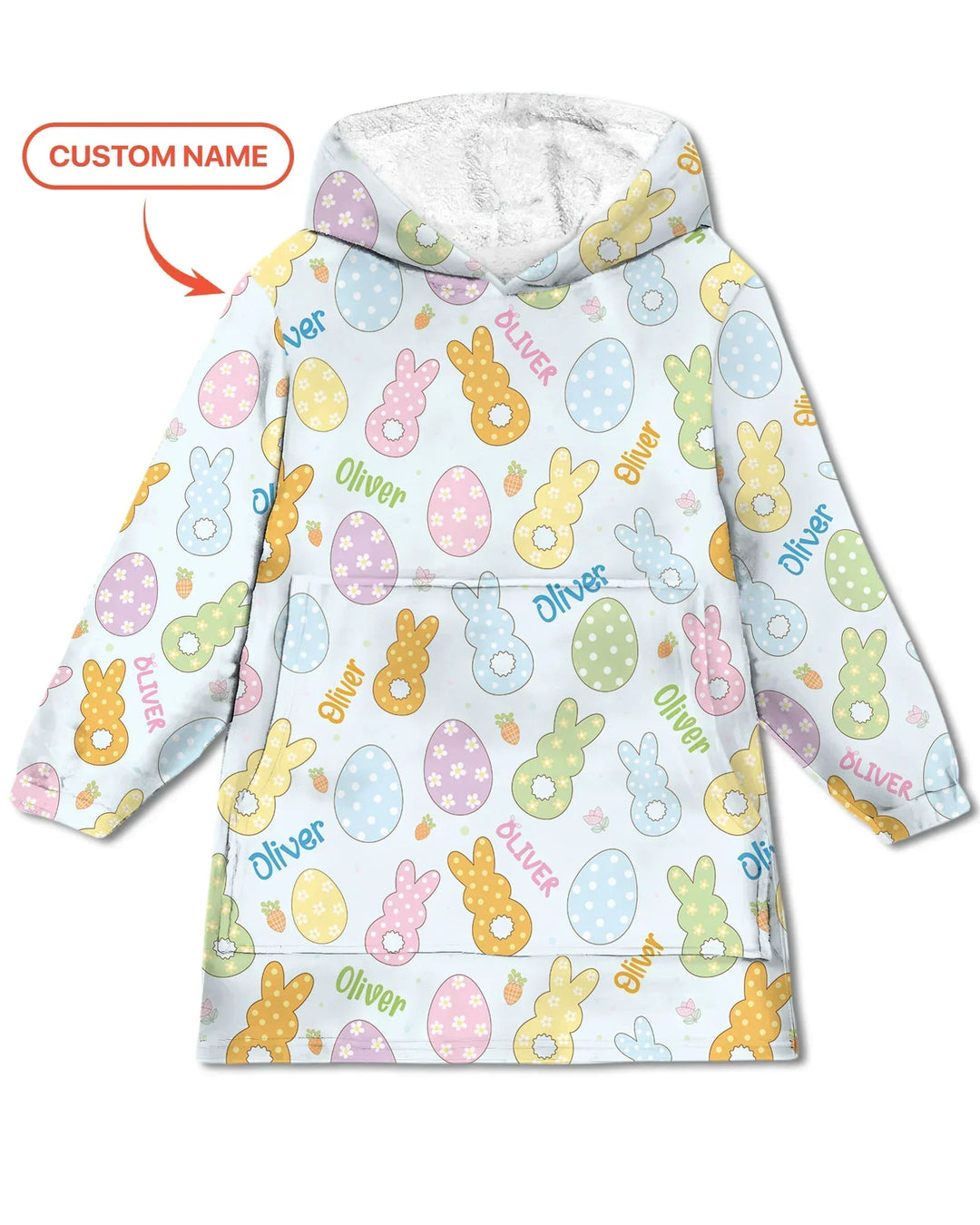 Custom Name Spring Pastel Easter Blanket Hoodie