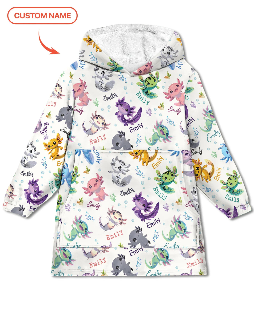 I Love You Axolotl Custom Name Blanket Hoodie