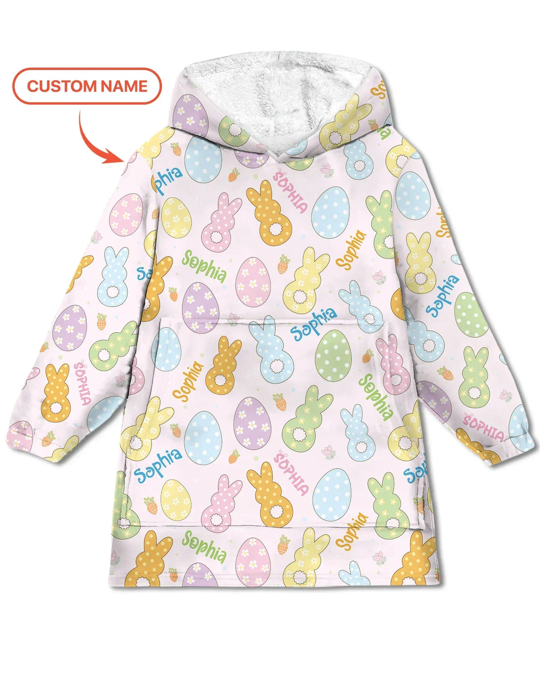 Custom Name Spring Pastel Easter Blanket Hoodie