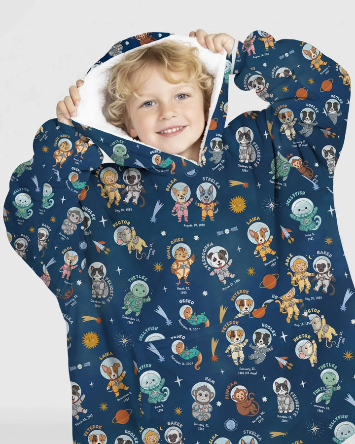 Animal Astronauts Bamboo Blanket Hoodie