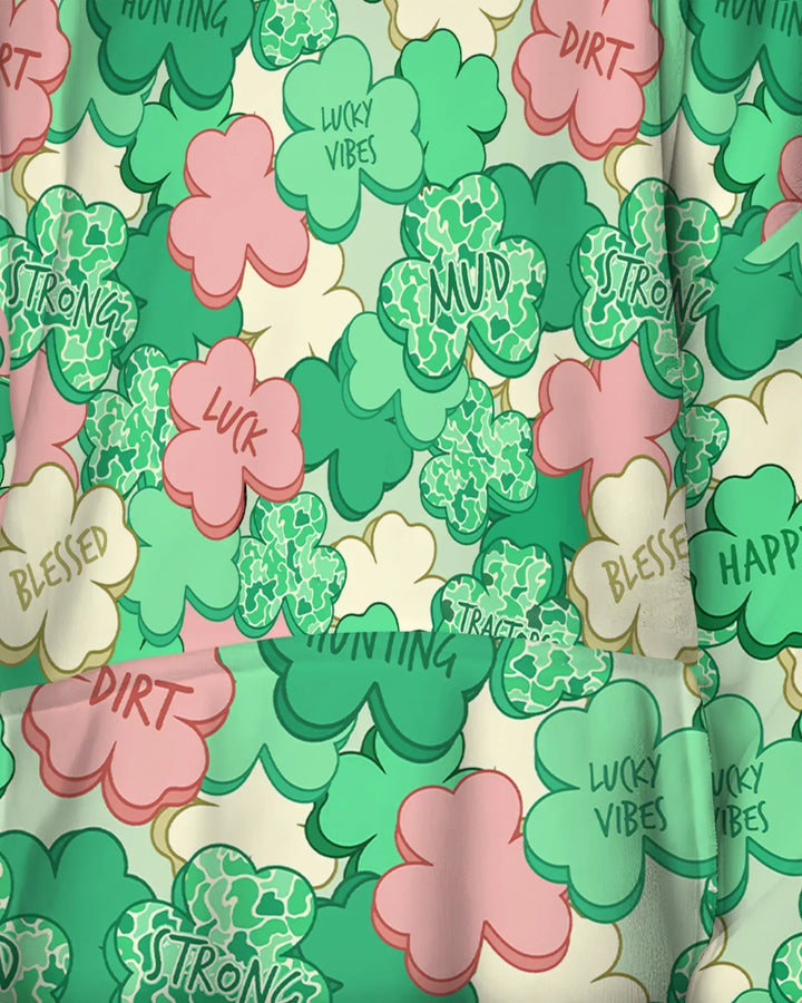 Lucky Vibes Shamrock  Wearable Blanket Hoodie