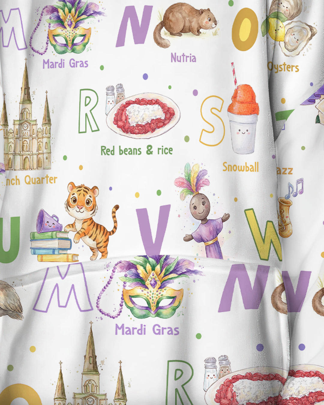 Alphabet of Lousiana Wearable Blanket Hoodie