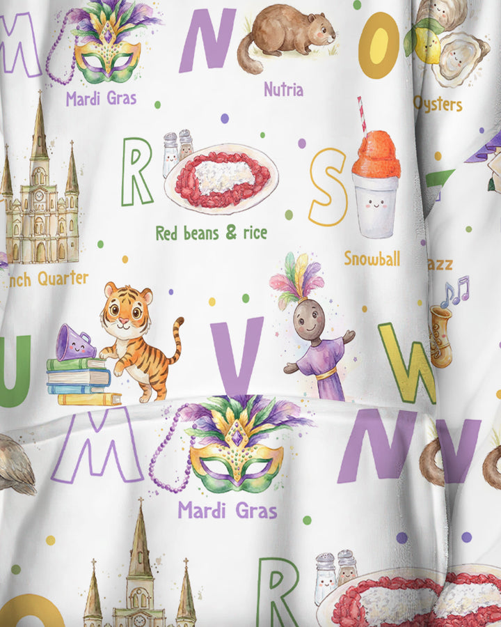 Alphabet of Lousiana Wearable Blanket Hoodie