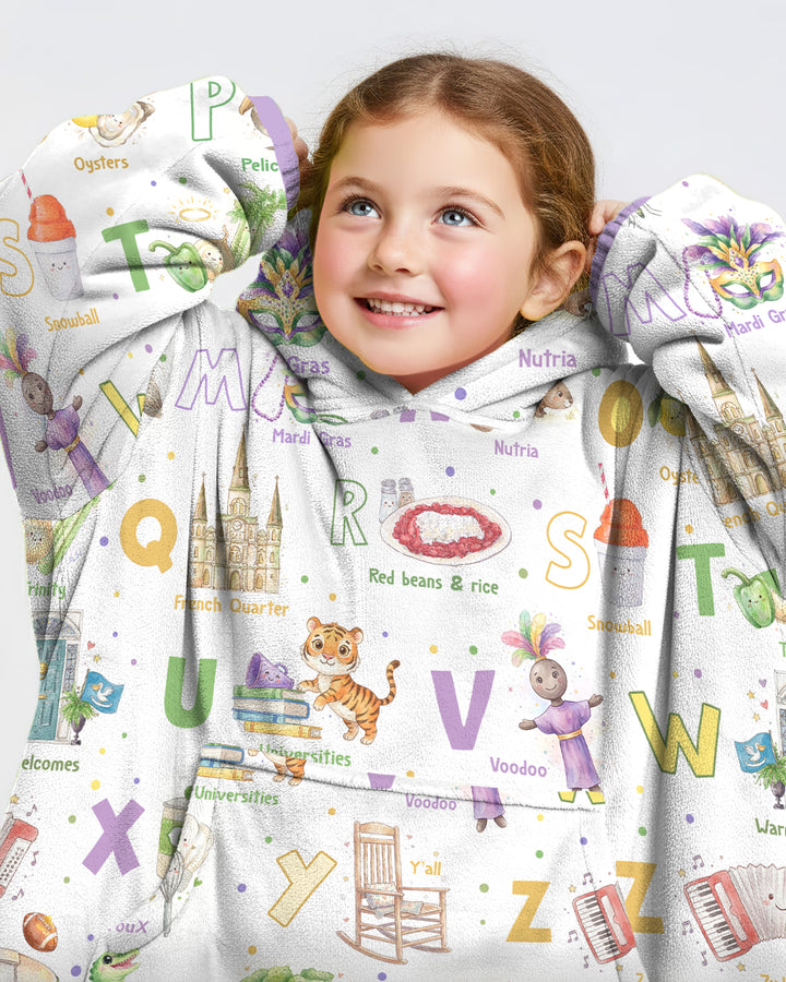 Alphabet of Lousiana Wearable Blanket Hoodie