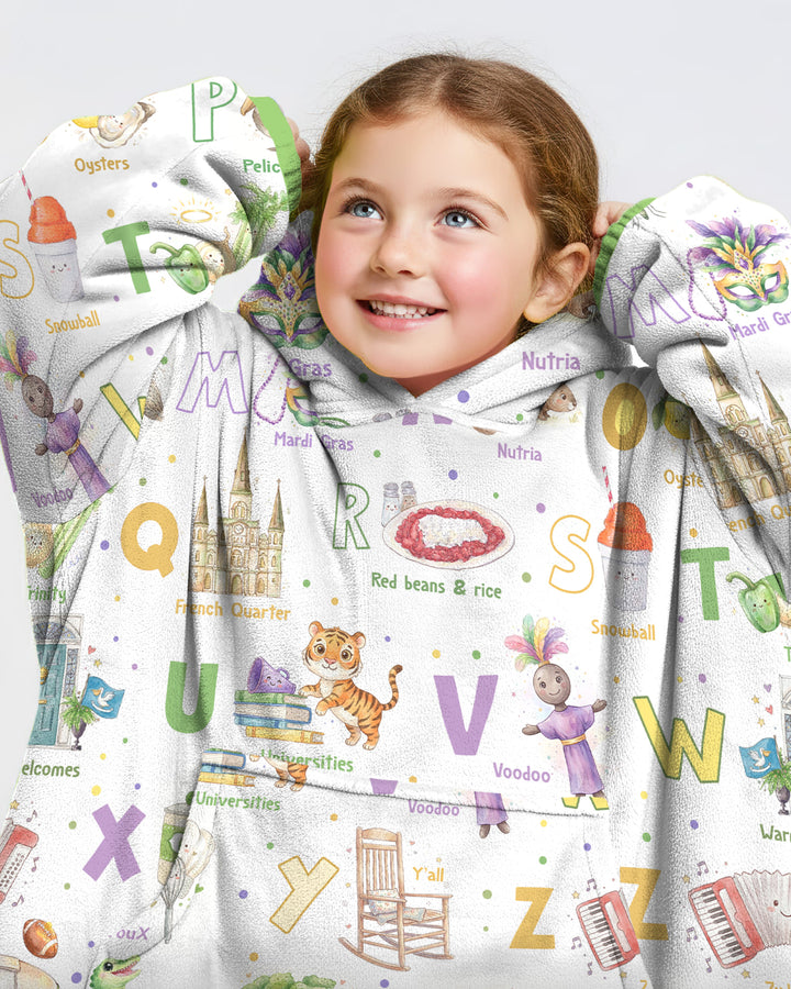 Alphabet of Lousiana Wearable Blanket Hoodie