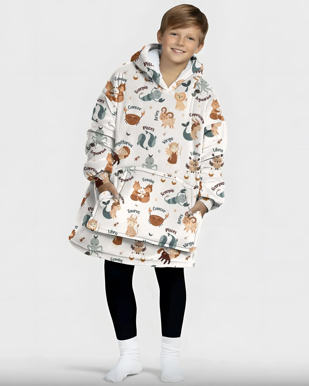 Cute Kids Horoscope Wearable Bamboo Blanket Hoodie
