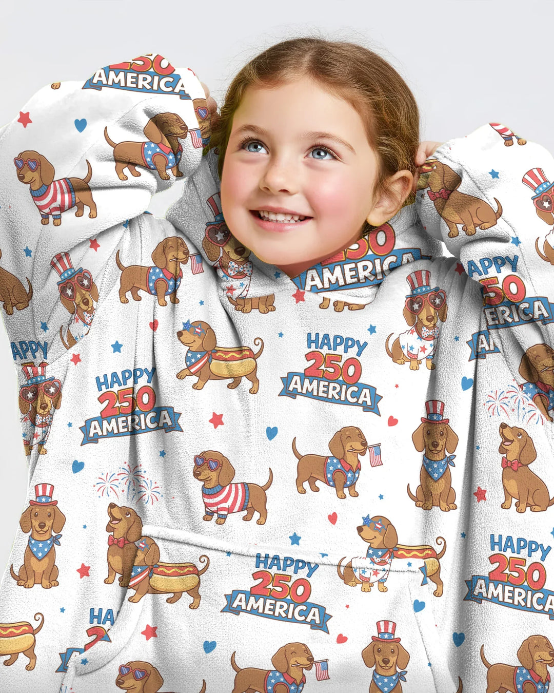 Red, White & Wiener Wearable Bamboo Blanket Hoodie