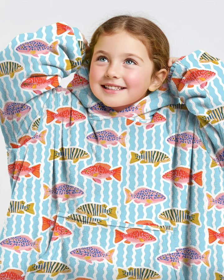 Preppy Fish Crew Wearable Bamboo Blanket Hoodie