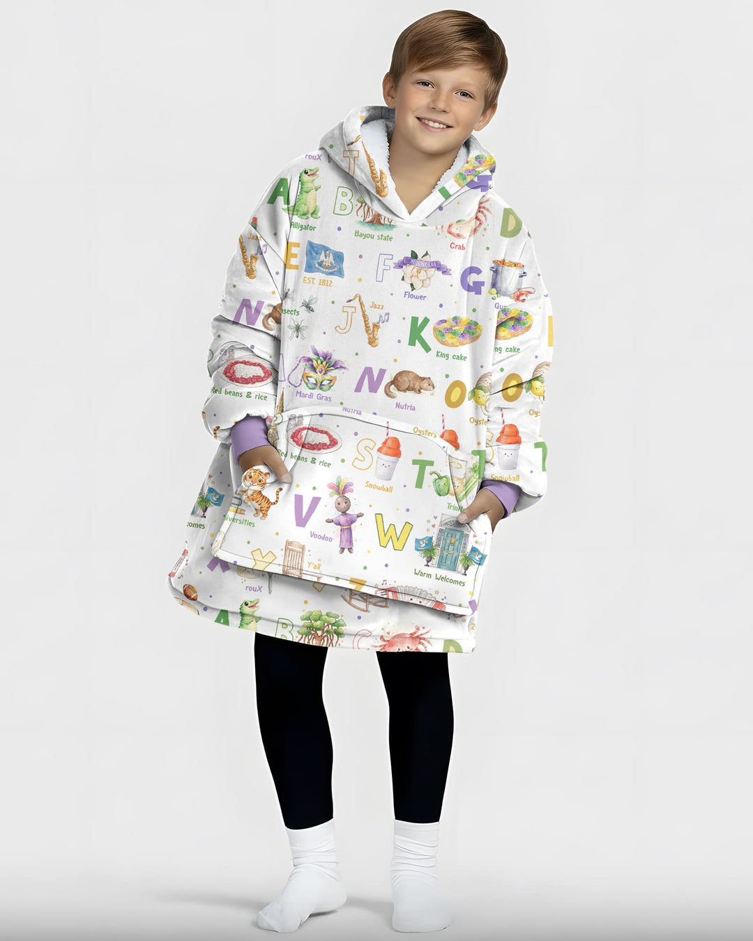 Alphabet of Lousiana Wearable Blanket Hoodie