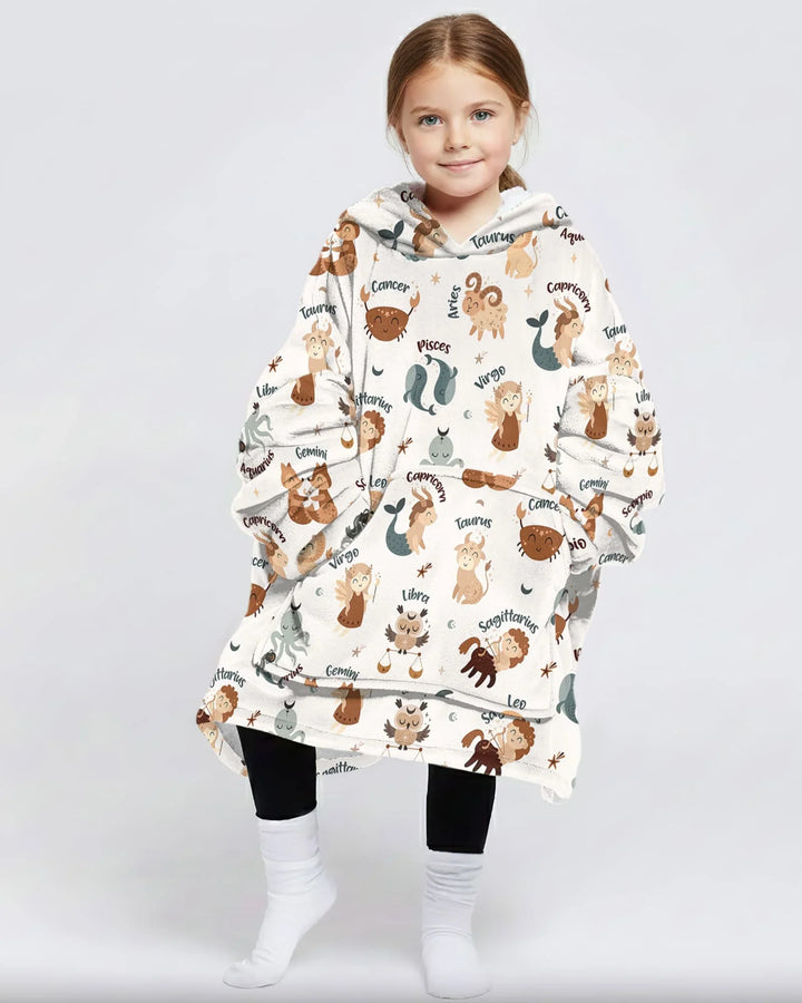 Cute Kids Horoscope Wearable Bamboo Blanket Hoodie
