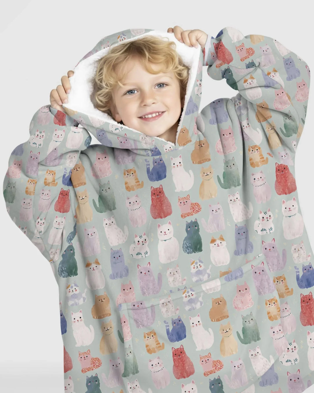 Enchanted Happy Kitty Family Matching Custom Bamboo Blanket Hoodie