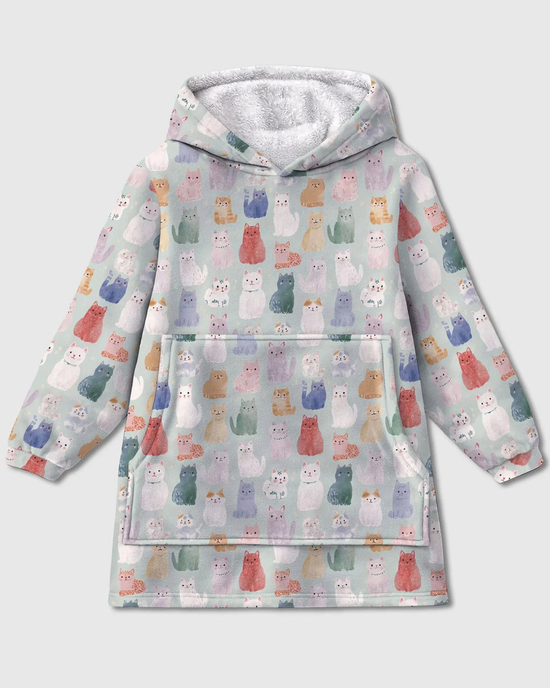 Enchanted Happy Kitty Family Matching Custom Bamboo Blanket Hoodie