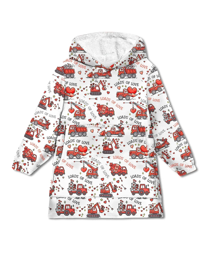 Construction Trucks Loads of Love Wearable Blanket Hoodie