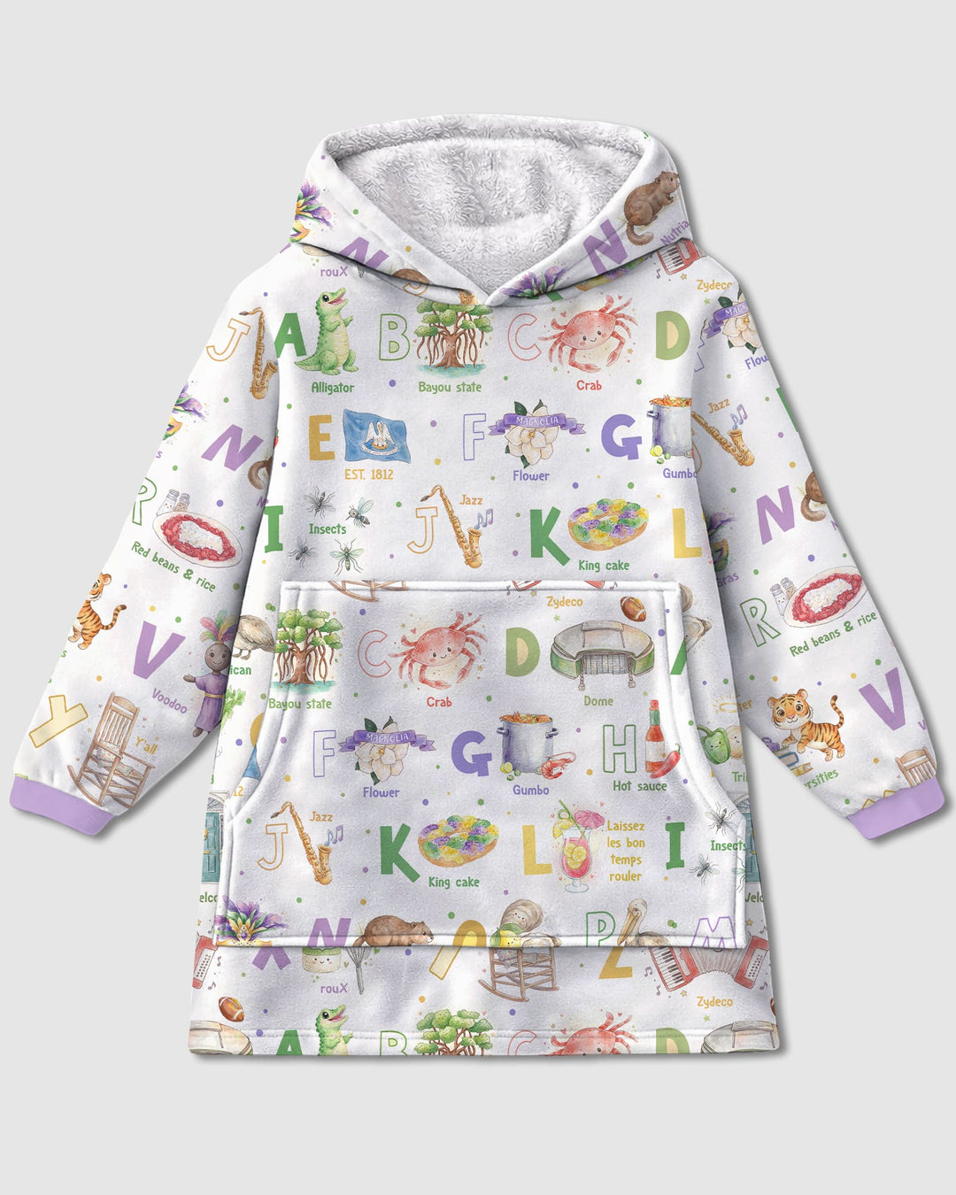 Alphabet of Lousiana Wearable Blanket Hoodie