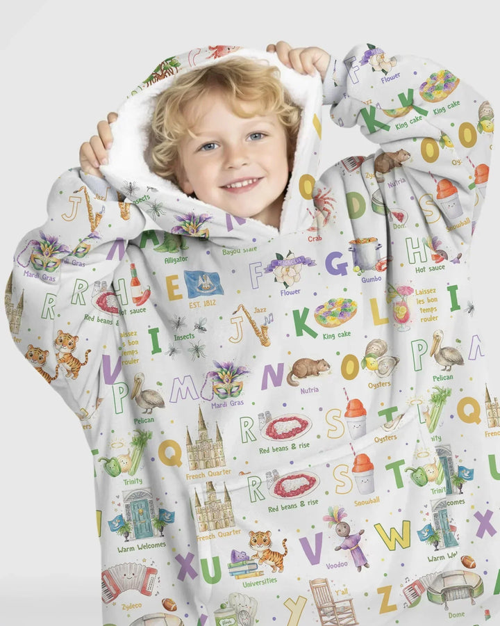 Alphabet of Lousiana Wearable Blanket Hoodie