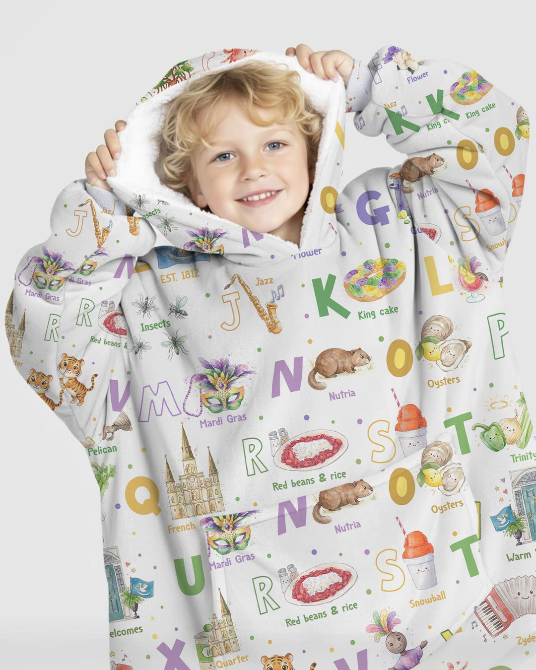 Alphabet of Lousiana Wearable Blanket Hoodie