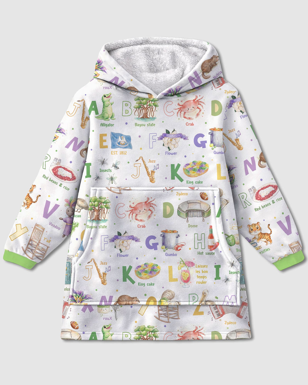 Alphabet of Lousiana Wearable Blanket Hoodie