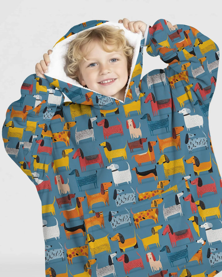 Whimsical Dachshund Wearable Bamboo Blanket Hoodie