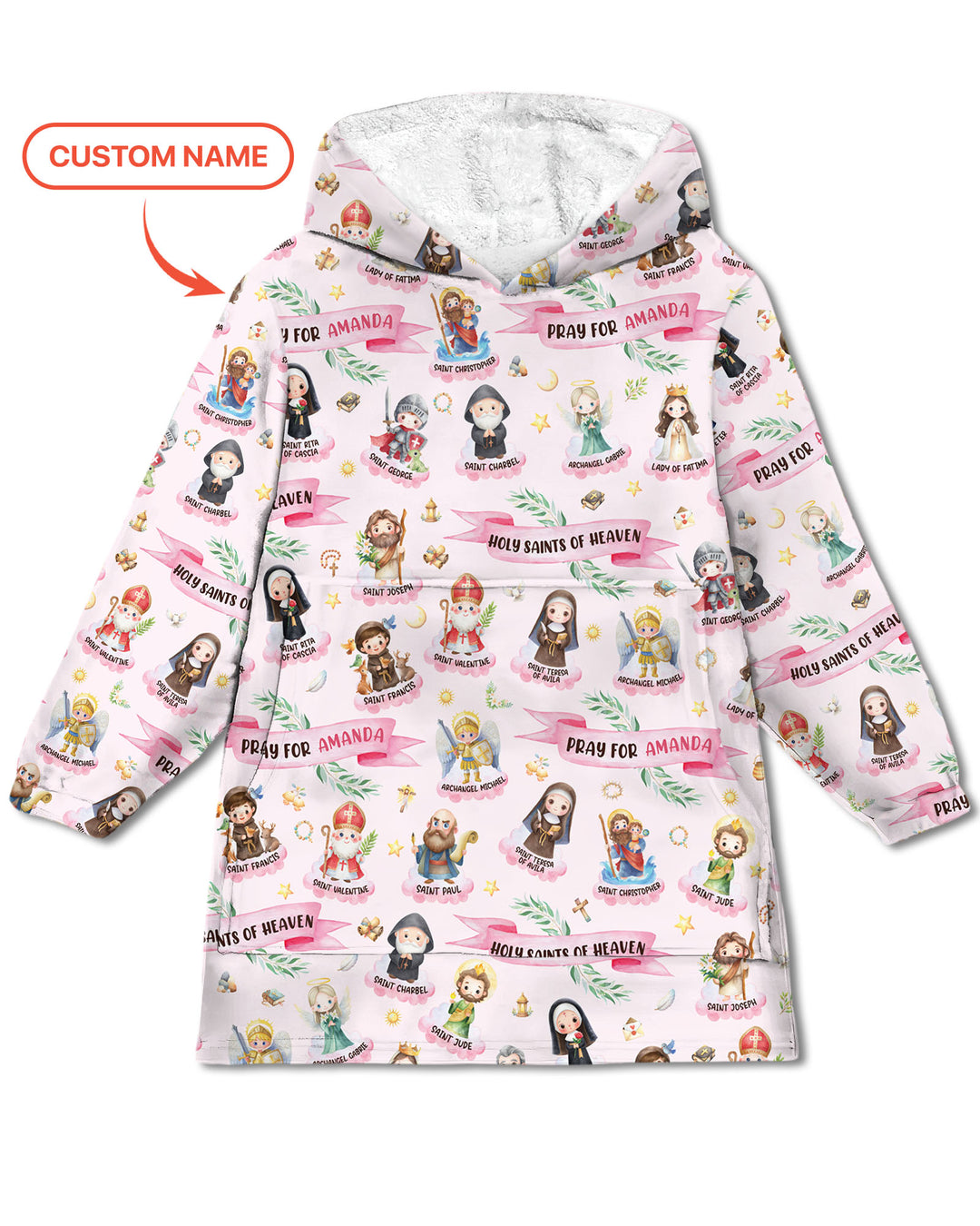Holy Saints of Heaven Custom Name Blanket Hoodie