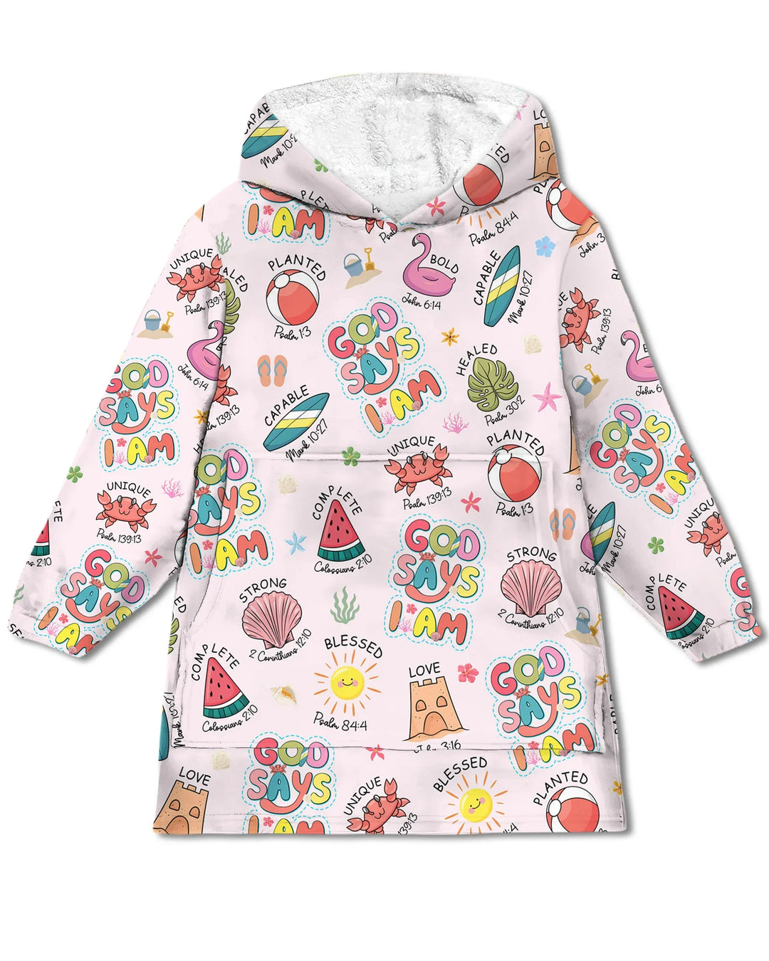 Ocean Breeze, God Says I Am  Wearable Bamboo Blanket Hoodie