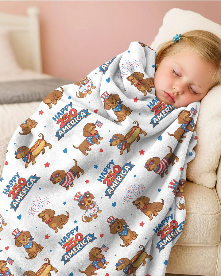 Red, White & Wiener Bamboo Blanket