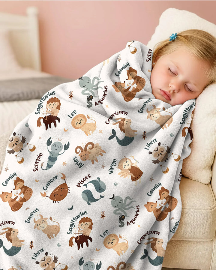 Cute Kids Horoscope Bamboo Blanket
