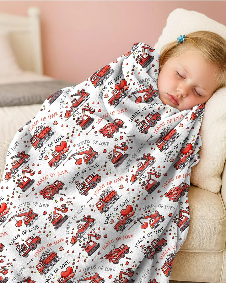 Construction Trucks Loads of Love Blanket