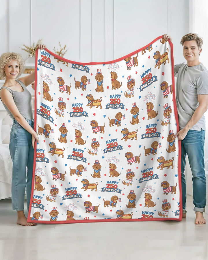 Red, White & Wiener Bamboo Blanket