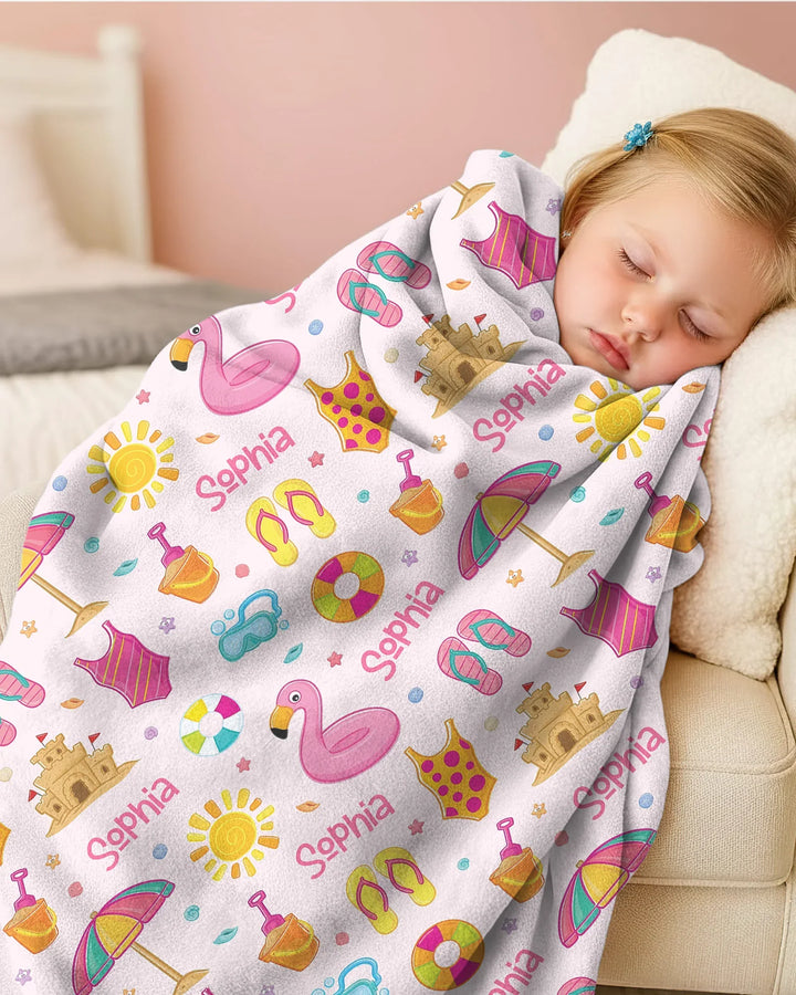 Custom Name Summer is Fun Bamboo Blanket