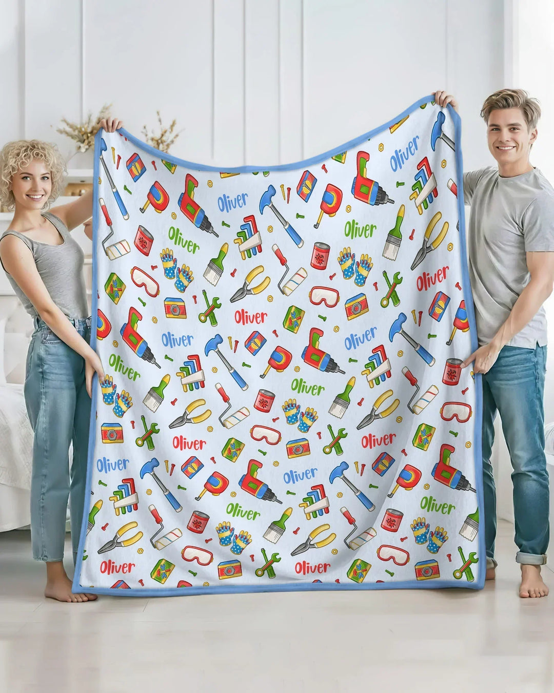 Custom Name Dad & Me Fixer Crew Bamboo Blanket