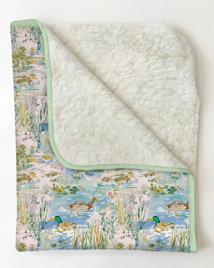 Watercolor Mallard Duck Bamboo Blanket