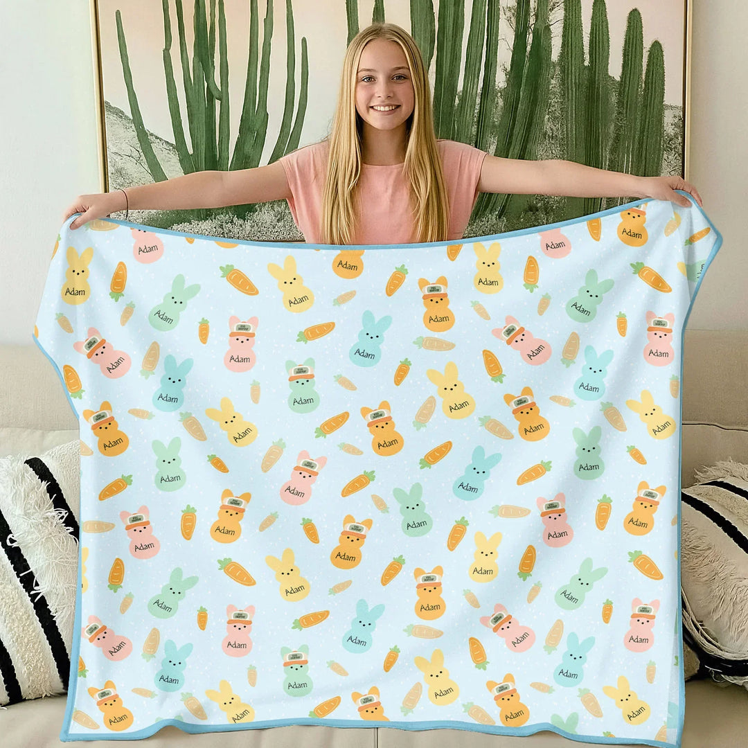 Custom Name Easter Bunny Blanket