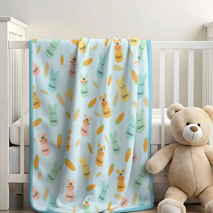 Custom Name Easter Bunny Blanket