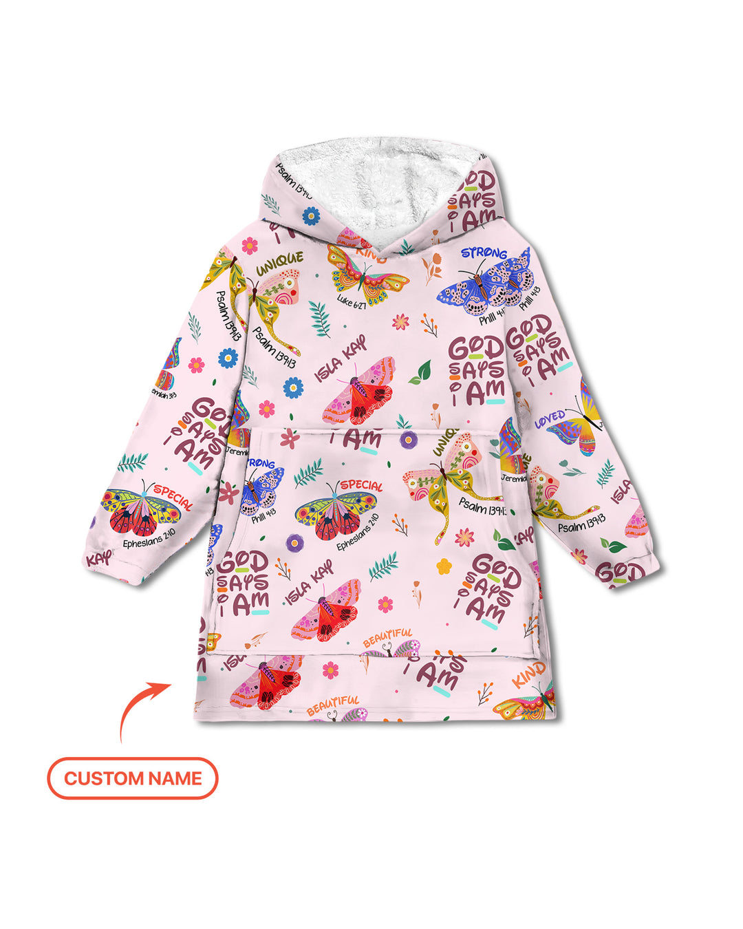 God says I am Butterfly Blanket Hoodie