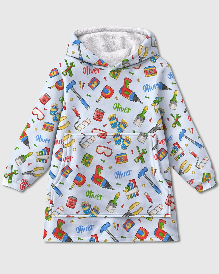 Custom Name Dad & Me Fixer Crew Bamboo Blanket Hoodie