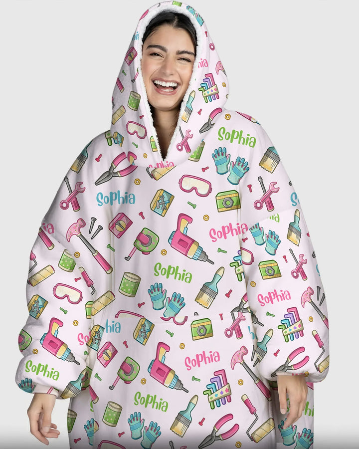 Custom Name Dad & Me Fixer Crew Bamboo Blanket Hoodie
