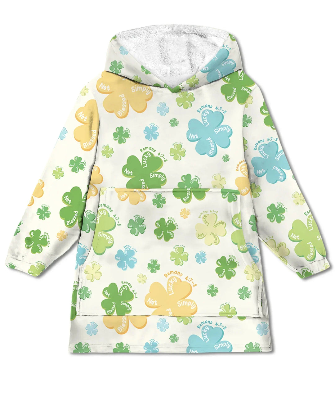 Shamrocks Print St. Patrick's Day Wearable Blanket Hoodie