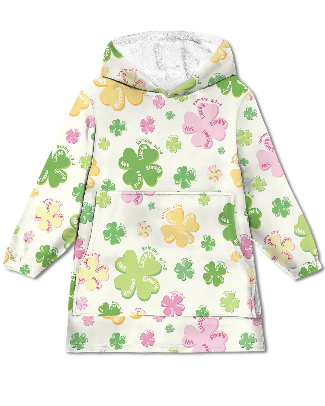 Shamrocks Print St. Patrick's Day Wearable Blanket Hoodie