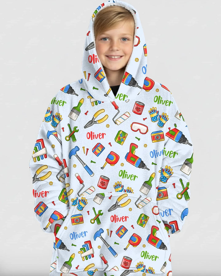 Custom Name Dad & Me Fixer Crew Bamboo Blanket Hoodie